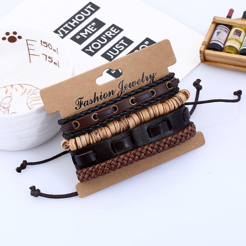 Комплект гривни от естествена кожа "Kevin" - Enjoy Life